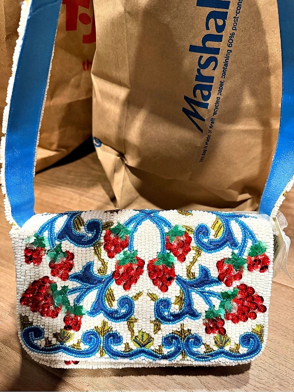 Made in India viral beaded raspberry bag